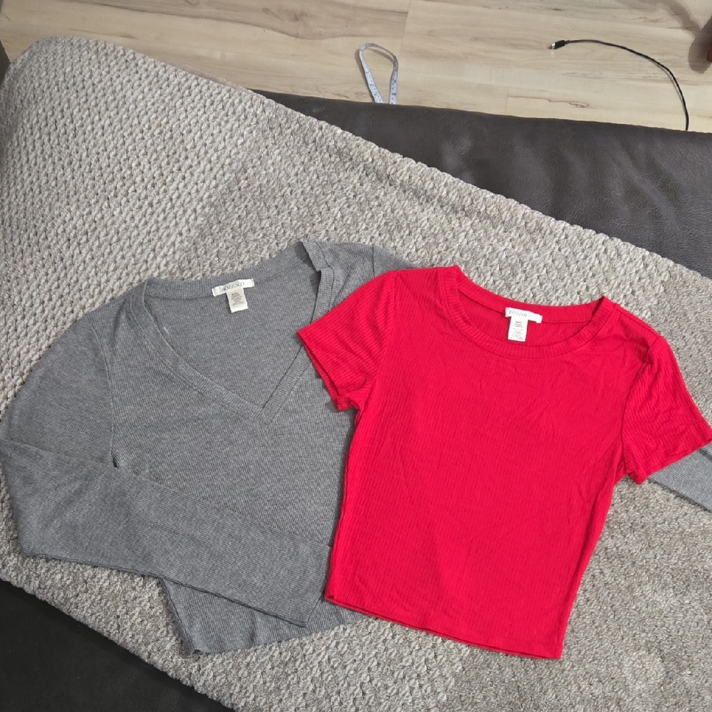 3 For 20 NWOT Bozzolo Red and Gray Crop Tops